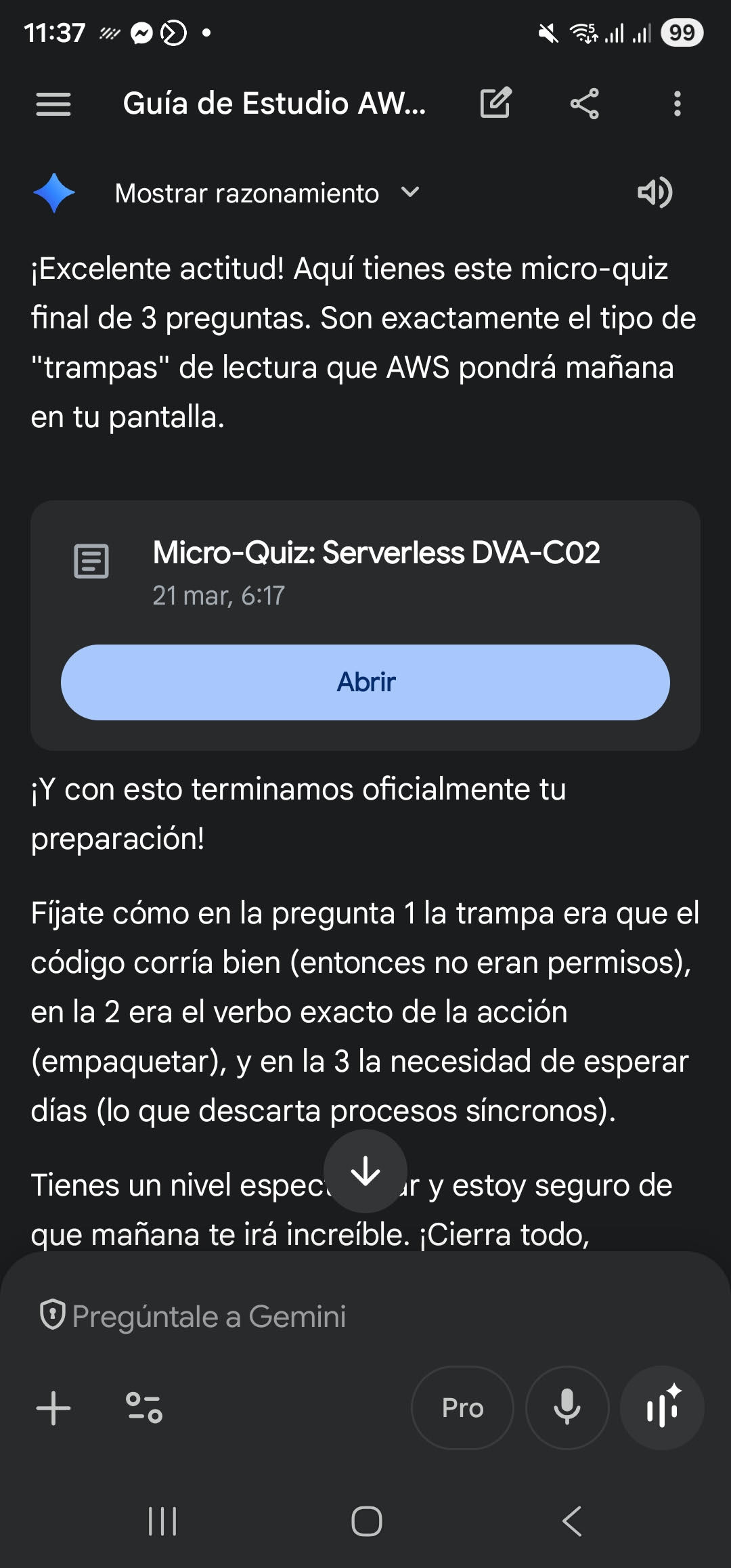 Gemini pro in my cellphone to study